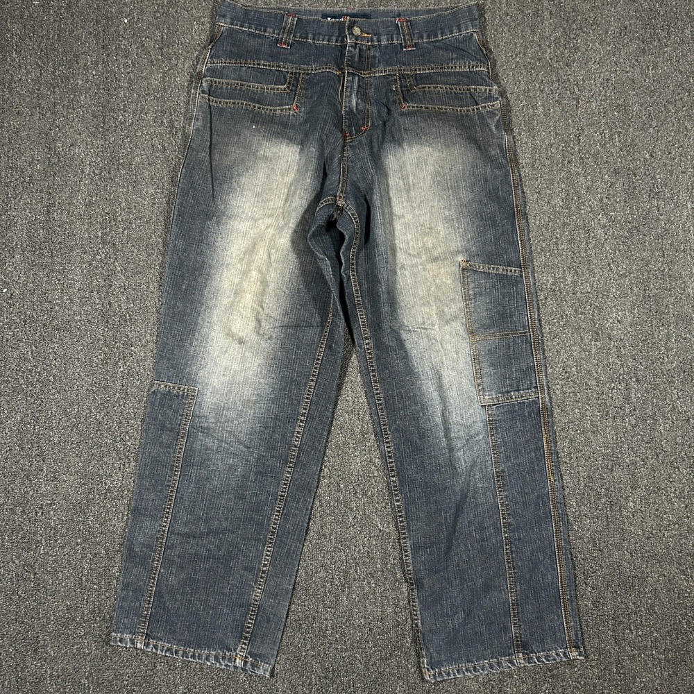 Jeanworx Baggy Carpenter Jeans Mens 34 Blue Excellent Y2K Wide Leg Faded Denim